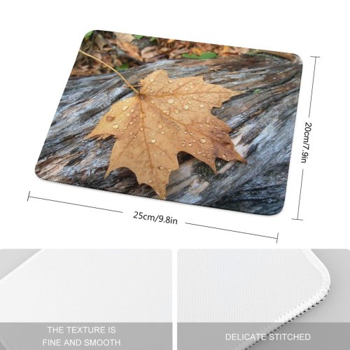 yanfind The Mouse Pad Maple Limb Wood Autumn Branches Woody Drops Leaves Branch Maple Plant Fall Pattern Design Stitched Edges Suitable for home office game