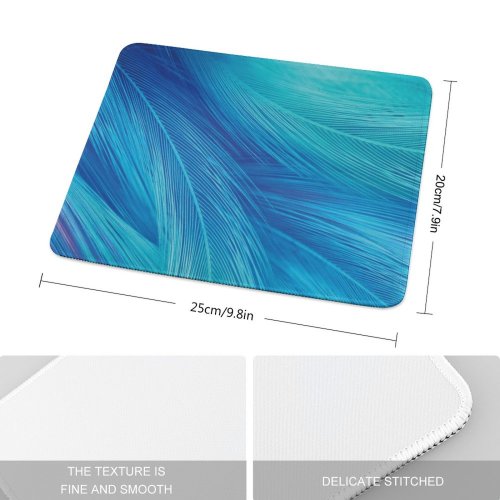 yanfind The Mouse Pad Abstract Feathers CGI Teal Vivo X Pattern Design Stitched Edges Suitable for home office game