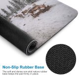 yanfind The Mouse Pad Frozen Daylight Freezing Deer Frost Coniferous Frosty Winter Outdoors Reindeer Scenic Woods Pattern Design Stitched Edges Suitable for home office game