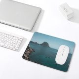 yanfind The Mouse Pad Boats Coast Rocky Landscape Daylight Mountains Waves Island Beach Outdoors Seashore Bird's Pattern Design Stitched Edges Suitable for home office game