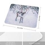 yanfind The Mouse Pad Wood Winter Frosty Frozen Snowstorm Deer Sledge Season Lapland Tree Ice Frost Pattern Design Stitched Edges Suitable for home office game