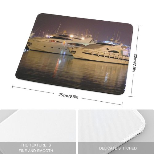 yanfind The Mouse Pad Marina Watercraft Transportation Motor Naval Boat Yacht Vehicle Ship Hafen Luxury Architecture Pattern Design Stitched Edges Suitable for home office game