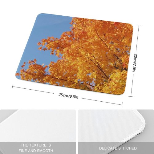 yanfind The Mouse Pad Maple Autumn Woody Sky Plant Fall Branch Wood Flowering Leaf Tree Tree Pattern Design Stitched Edges Suitable for home office game