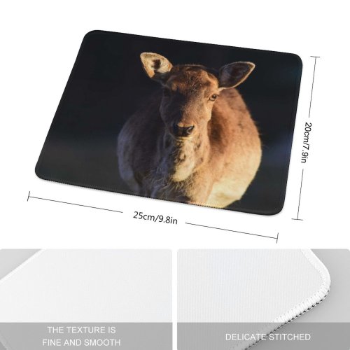 yanfind The Mouse Pad Plant Backlit Specie Botanic Daylight Deer Silhouette Sunshine Biology Countryside Grass Greenery Pattern Design Stitched Edges Suitable for home office game