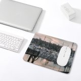 yanfind The Mouse Pad Boats Clouds Port Sunset Pier Travel Bridge Marina Watercrafts Dock Transportation Reflection Pattern Design Stitched Edges Suitable for home office game