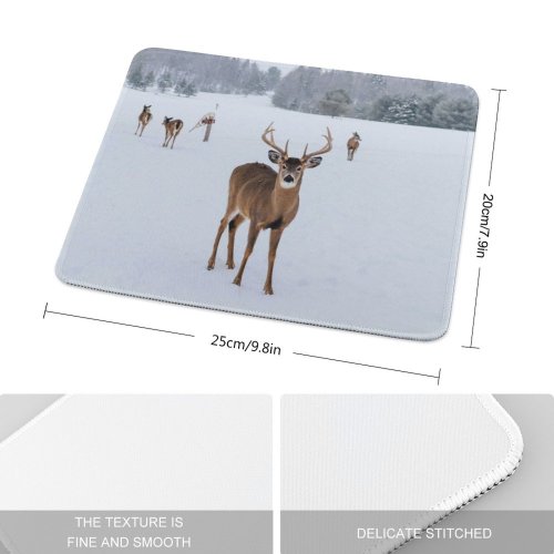yanfind The Mouse Pad Frozen Deer Freeze Frost Coniferous Frosty Winter Outdoors Ice Outside Snowy Season Pattern Design Stitched Edges Suitable for home office game
