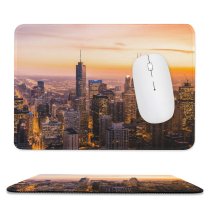 yanfind The Mouse Pad Chicago Cityscape Skyscrapers Dawn Sunset City Lights Illinois USA Pattern Design Stitched Edges Suitable for home office game