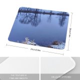 yanfind The Mouse Pad Mirror Winter Landscape Reflection River Sky Tree Winter Natural Evening Freezing Snow Pattern Design Stitched Edges Suitable for home office game