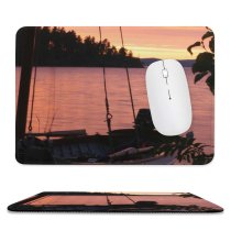 yanfind The Mouse Pad Dusk Afterglow Transportation Sunset Lake Shaman Sky Reflection Onega Vehicle Boat Evening Pattern Design Stitched Edges Suitable for home office game