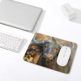 yanfind The Mouse Pad Blur Focus Wild Depth Avian Field Wildlife Horns Buffalo Perched Bird Pattern Design Stitched Edges Suitable for home office game