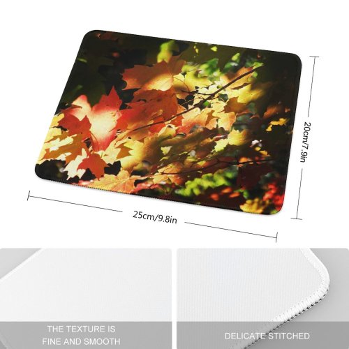 yanfind The Mouse Pad Maple Autumn Woody Leaves Maple Plant Fall Sky Light Branch Leaf Leaf Pattern Design Stitched Edges Suitable for home office game