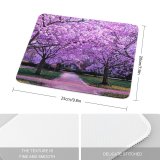 yanfind The Mouse Pad Cherry Blossom Trees Purple Flowers Pathway Park Floral Colorful Spring Beautiful Pattern Design Stitched Edges Suitable for home office game