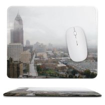yanfind The Mouse Pad Block Daytime Atlanta Metropolitan Urban City Fog Area Skyscraper Tower City Metropolis Pattern Design Stitched Edges Suitable for home office game