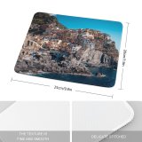 yanfind The Mouse Pad Cinque Terre Coastline Buildings Town Rocks Harbor Cliff Italy Pattern Design Stitched Edges Suitable for home office game