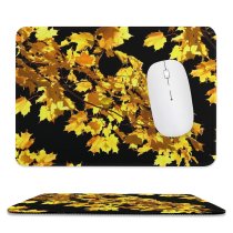 yanfind The Mouse Pad Maple Autumn Golden Festive Woody Leaves Maple Plant Fall Branch Leaf Leaf Pattern Design Stitched Edges Suitable for home office game