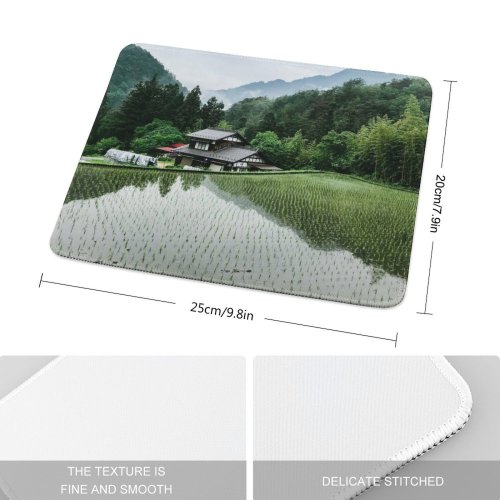 yanfind The Mouse Pad Ancient Old Rural Countryside Abies Plant Creative Farming Rice Pictures Grassland Pattern Design Stitched Edges Suitable for home office game