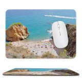 yanfind The Mouse Pad Boating Branding Coast Sand Vacation Coastline Landscape Travel Crowd Leisure Island Beach Pattern Design Stitched Edges Suitable for home office game