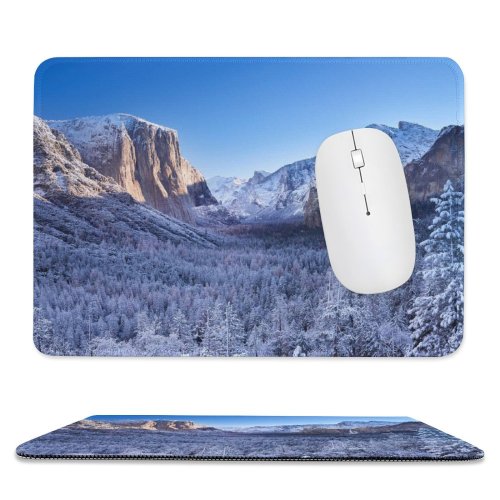 yanfind The Mouse Pad Destin Yosemite National Park Mountains Winter Sunny Landscape California Pattern Design Stitched Edges Suitable for home office game