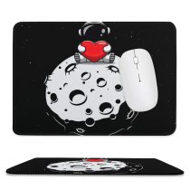 yanfind The Mouse Pad Dark Love Heart Astronaut Planet Outer Space AMOLED Cute Pattern Design Stitched Edges Suitable for home office game