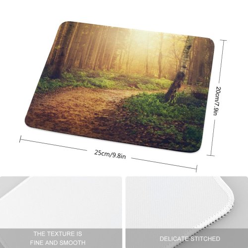 yanfind The Mouse Pad Dorothe Forest Path Sunlight Trees Woods Autumn Pattern Design Stitched Edges Suitable for home office game
