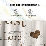 Trust in The Lord with All Thine Heart Inspirational Theme Fabric Bible Verse Scripture Quotes Shower Curtain Sets Bathroom Decor with Hooks Waterproof Washable 70 x 70 inches Beige Brown and Black