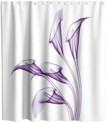 Common Callalily Shower Curtain Flourishing Calla Lilies Purple and White Fresh Spring Bouquet Gentle Nature Theme Cloth Fabric Bathroom Flower Decor Sets with Hooks Waterproof Washable 72 x 72 inches