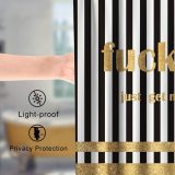 Gold Fuck IT Get Naked Shower Curtain Black and White Striped Pattern Art Print Theme Fabric Bathroom Home Decor Sets with Hooks Waterproof Washable 72 x 72 inches