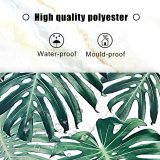 Palm Shower Curtain Tropical Leaves Theme Fabric Kids Bathroom Sets Decor with Hooks Waterproof Washable 72 x 72 inches Green and White