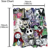 Nightmare Before Christmas Shower Curtain Halloween Skull Theme Fabric Kids Jack Skellington Bathroom Set Decor Sets with Hooks Waterproof Washable 72 x 72 inches Grey Black and White
