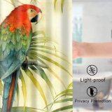 Macaw Bird in The Tropical Forest Flowers Big Leaves Plants Wildlife Vibrant Theme Fabric Shower Curtain Sets Bathroom Parrots Decor with Hooks Waterproof Washable 72 x 72 inches Red Green and Yellow