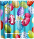 Happy Easter Shower Curtain Festival Eggs Theme Cloth Fabric Watercolor Bathroom White Decor Sets with Hooks Waterproof Washable 72 x 72 inches Blue Yellow and Red
