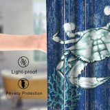Sea Crab Shower Curtain Green Marine Life Nautical Ocean Animal Farmhouse Style Rustic Wood Plank Theme Fabric Bathroom Decor Sets with Hooks Waterproof Washable 72 x 72 inches Blue Teal and White