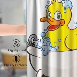 Funny Cute Yellow Squeak Rubber Ducky Cartoon Character Taking a Bath Theme Fabric Shower Curtain Sets Kids Bathroom Decor with Hooks Waterproof Washable 72 x 72 inches Orange Blue and White