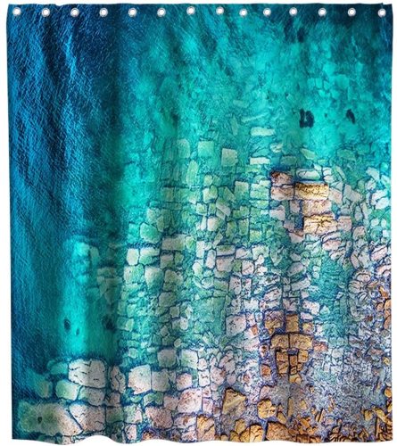 Beach Ocean Waves Coastal Sea Theme Fabric Tropical Hawaiian Surfing Shower Curtain Sets Kids Bathroom Decor with Hooks Waterproof Washable 72 x 72 inches Blue Brown and Aqua
