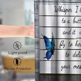 Love Quotes Blue Butterfly on Vintage Grey Wood Theme Fabric Shower Curtain Sets Kids Bathroom Decor with Hooks Waterproof Washable 72 x 72 inches Blue Grey and White