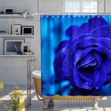 yanfind Romantic Rose Flowers Blue Enchantress Theme Fabric Floral Shower Curtain Sets Kids Bathroom Flower Decor with Hooks Waterproof Washable 72 x 72 inches Dark Blue
