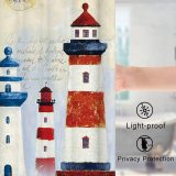 Nautical Lighthouse Retro Theme Fabric Shower Curtain Sets Bathroom Decor with Hooks Waterproof Washable 72 x 72 inches Blue Red and White