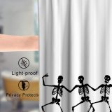 Sugar Skull Theme Fabric Funny Dancing Skeleton Shower Curtain Sets Kids Bathroom Halloween Decor with Hooks Waterproof Washable 70 x 70 inches Black and White