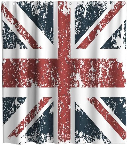 Union Jack Shower Curtain Classic Traditional Flag United Kingdom Modern British Loyalty Theme Cloth Fabric Bathroom Decor Sets with Hooks Waterproof Washable 72 x 72 inches Red Navy and White