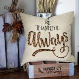 Yanfind be Thankful Always Decorative Throw Pillow Cover Fall Leopard Inspirational Quote Cushion Case, Autumn Farmhouse Thanksgiving Home Decoration Cotton Linen Pillowcase Decor for Sofa Couch 18x18