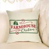 Yanfind Farmhouse Christmas Throw Pillow Cover, Xmas Tree Sign Decorative Cushion Case, Home Winter Decoration Holiday Square Pillowcase Decor for Sofa Couch 18’’ x 18’’ Inch Cotton Linen