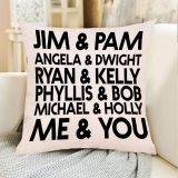 Yanfind Jim & Pam The Office Funny Pillow Cover TV Show Lover Decor Lover Cushion Case Decorative for Sofa Couch 18  x 18  Inch Cotton Linen