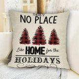 Yanfind There's No Place Like Home for The Holidays Christmas Throw Pillow Cover, Xmas Tree Sign Decorative Cushion Case Buffalo Plaid, Home Winter Square Pillowcase Decor for Sofa Couch 18 x 18 Inch