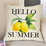 Yanfind Hello Summer Home Decorative Throw Pillow Cover, Farmhouse Sign Cushion Case Decor Spring Summer Home Decorations Seasonal Square Pillowcase for Sofa Couch 18 x 18 Inch