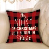 Yanfind The Story of Christmas is a Story of Love Throw Pillow Cover, Xmas Sign Decorative Cushion Case Buffalo Check Red Black Plaid Home Winter Square Pillowcase Decor for Sofa Couch 18 x 18 Inch