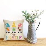 Yanfind Happy Easter Gnomes Decorative Throw Pillow Cover, Bunny Rabbit Egg Carrot Sign Cushion Case, Spring Holiday Home Decorations Cotton Linen Outside Pillowcase Decor for Sofa Couch 18 x 18