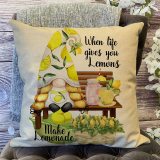 Yanfind Summer Gnome Decorative Farmhouse Throw Pillow Cover, When Life Gives You Lemons Make Lemonade Sign Cushion Case, Home Decorations Cotton Linen Outside Pillowcase Decor for Sofa Couch 18 x 18
