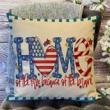 Yanfind July 4th Home of The Free Because of The Brave Decorative Throw Pillow Cover, Summer American Heart Farmhouse Cushion Case, Patriotic USA Decoration Pillowcase Decor Sign for Sofa Couch 18x18