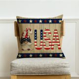 Yanfind USA Gnome Decorative Throw Pillow Cover, America Star Stripe Red Blue Cushion Case, Patriotic July 4th Summer Home Decorations Cotton Linen Outside Square Pillowcase Decor for Sofa Couch 18x18