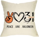 Yanfind Peace Love Halloween Decorative Throw Pillow Cover, October 31 Spider Web Cushion Case, Fall Autumn Farmhouse Home Decoration Cotton Linen Square Pillowcase Decor for Sofa Couch 18 x 18